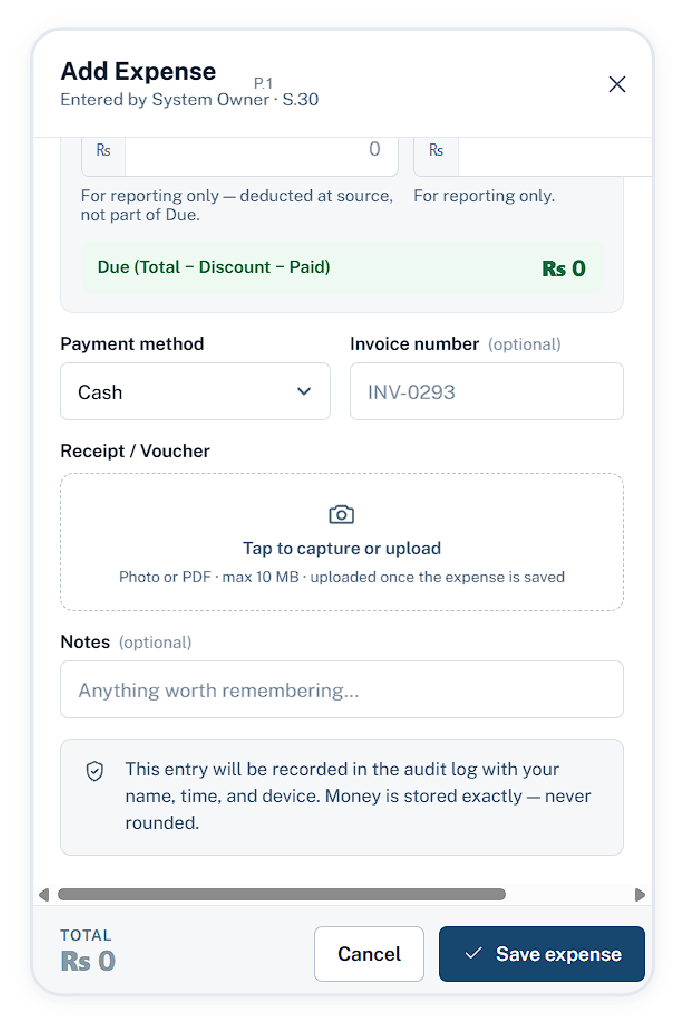 Add expense form